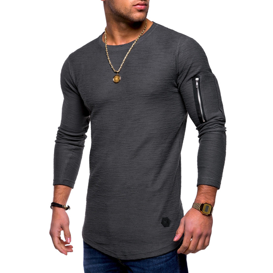 

Casual sport solid colour long sleeves mens t-shirt