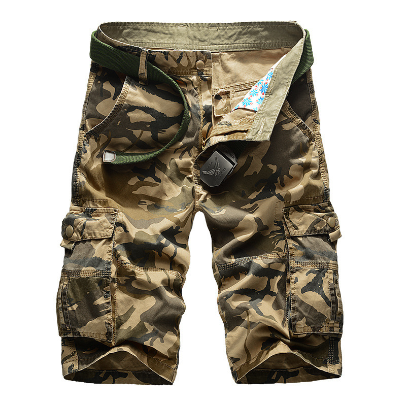 Men's Plus Size Outdoor Chic Sports Casual Pants Military Uniform Multi-pocket Five-point Pants