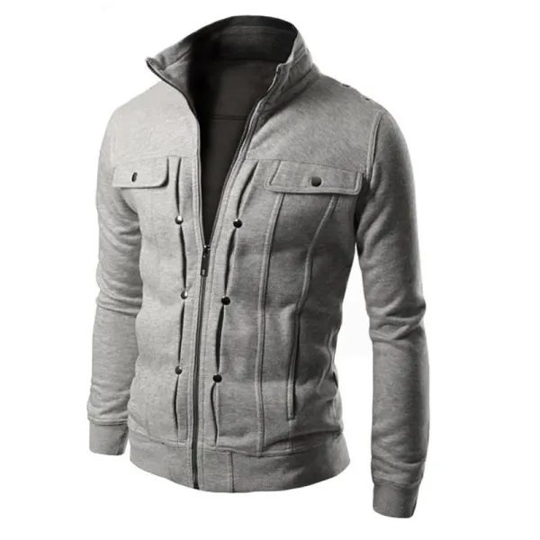 Mens outdoor stand-collar thin sweater jacket - Nikiluwa.com 