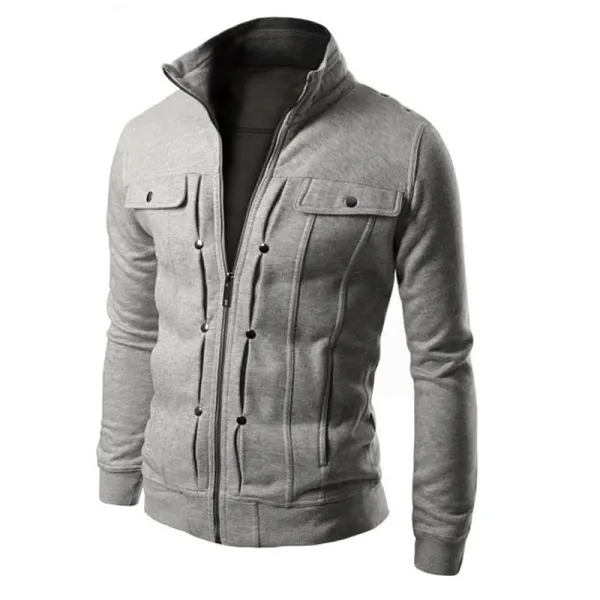 Mens outdoor standcollar thin sweater jacket