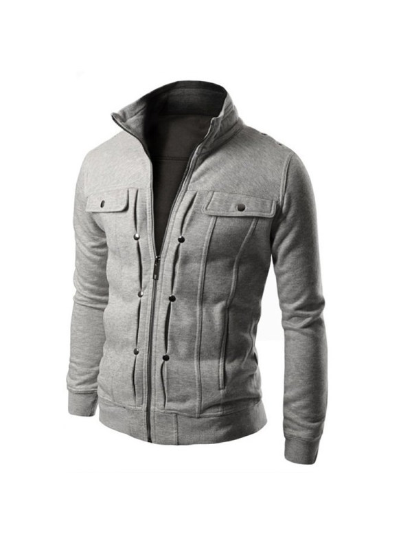 Mens outdoor stand collar thin sweater jacket