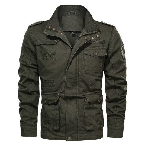 Mens outdoor mid length military jacket
