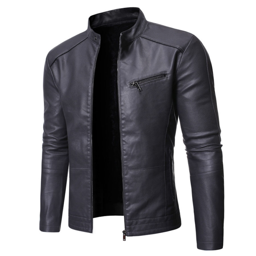 

Stand collar wild personality men's leather jacket