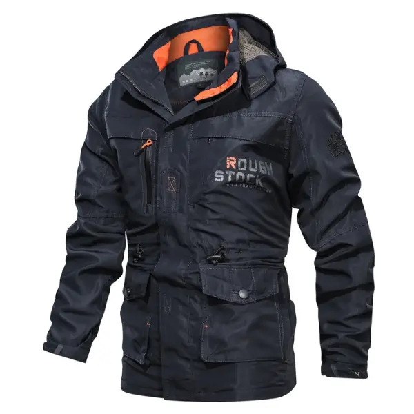 Mens outdoor windproof and rainproof multi-pocket jacket - Sanhive.com 