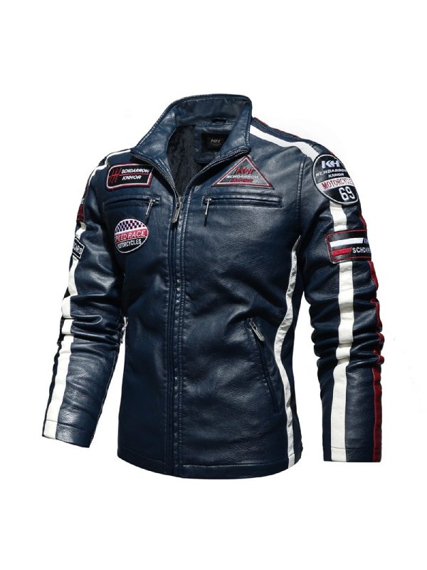 Mens outdoor cycling cold resistant leather jacket