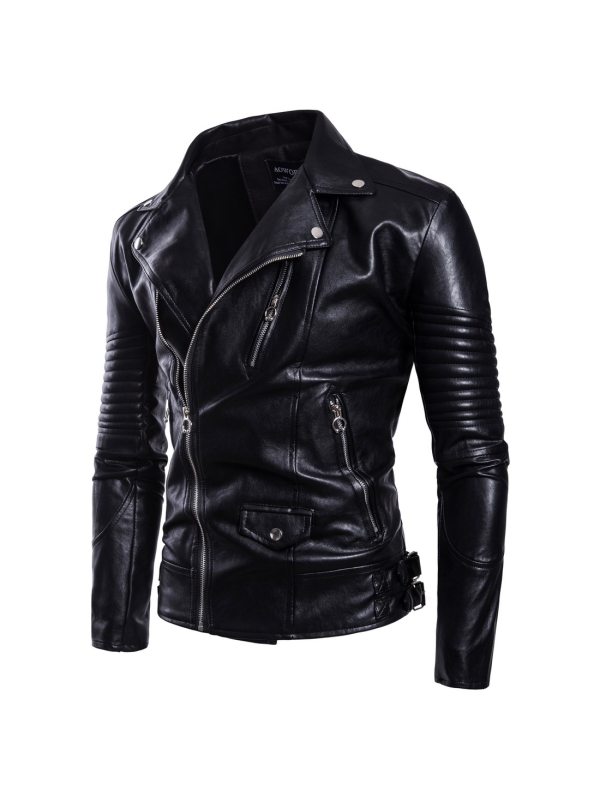 Mens autumn and winter weatherproof PU leather jacket