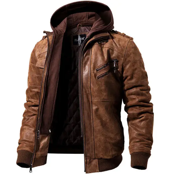 Mens Outdoor Cold-proof Motorcycle Leather Jacket - Nikiluwa.com 