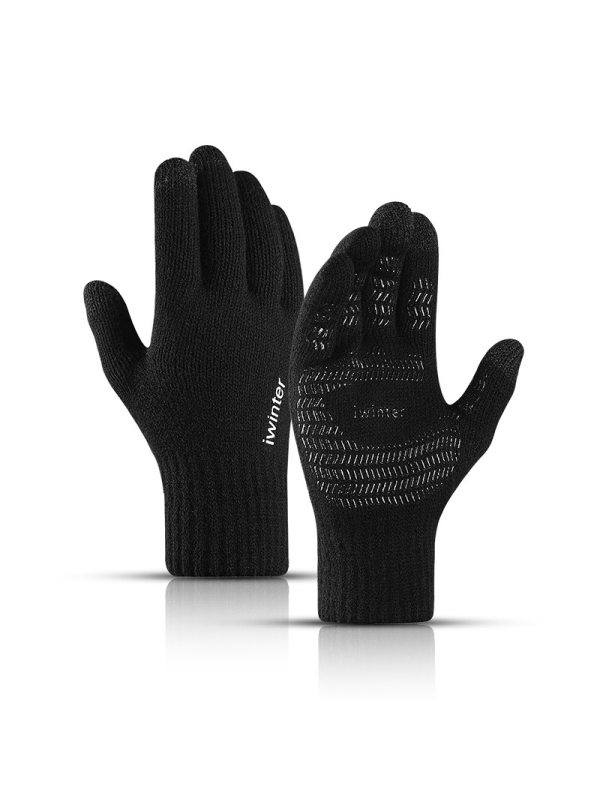 Winter knitted and velvet warm gloves