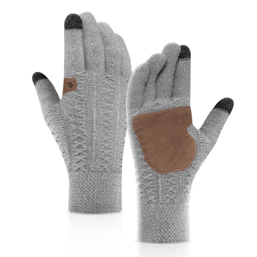 

Winter knitted and velvet warm gloves