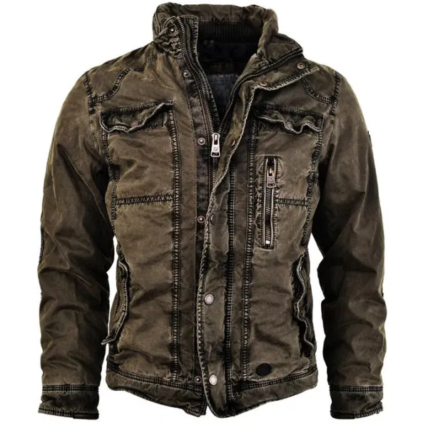 Mens Jacket Retro Washed Warm Jacket - Mosaicnew.com 