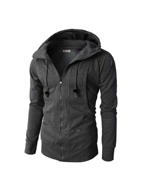 Men's outdoor stand collar hooded long sleeve jacket