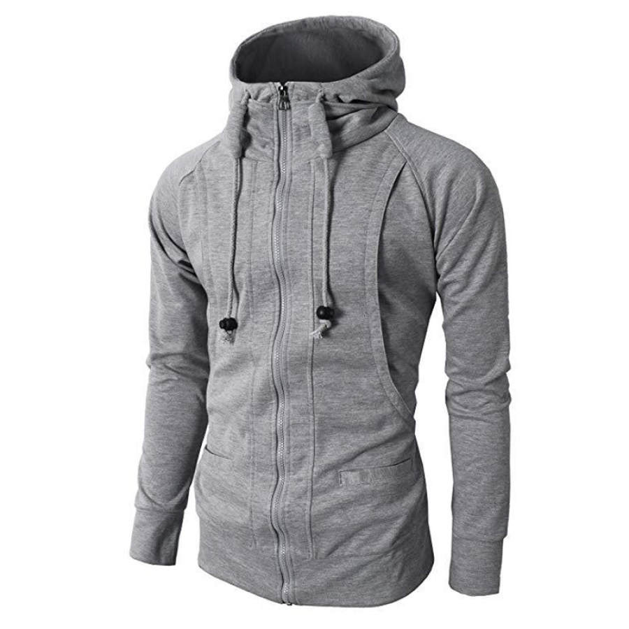 

Men's outdoor stand collar hooded long sleeve jacket