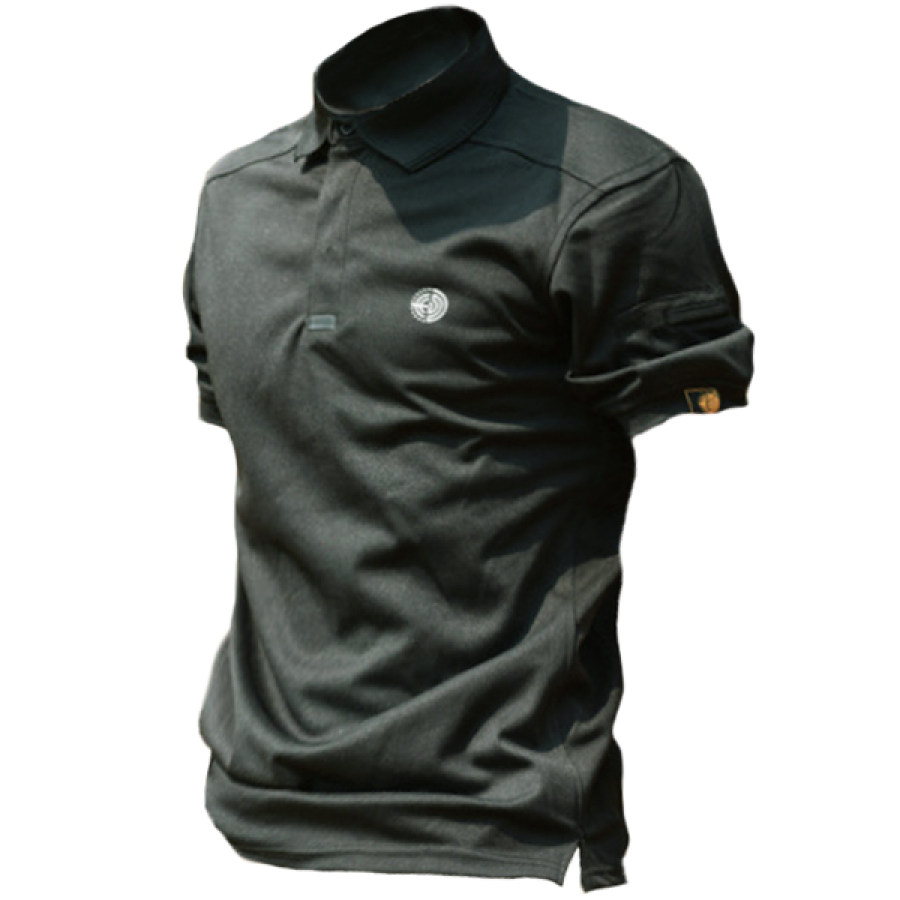 

Men's outdoor sports tactical lapel short sleeve quick-drying T-shirt