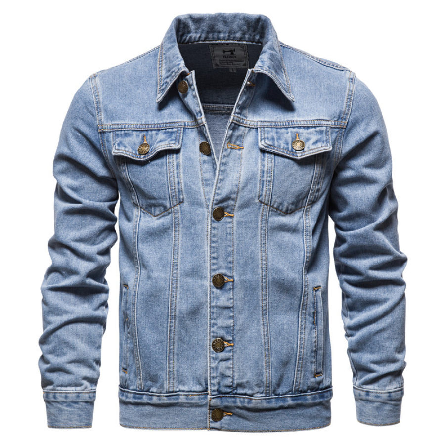 

Men's outdoor casual solid color denim jacket