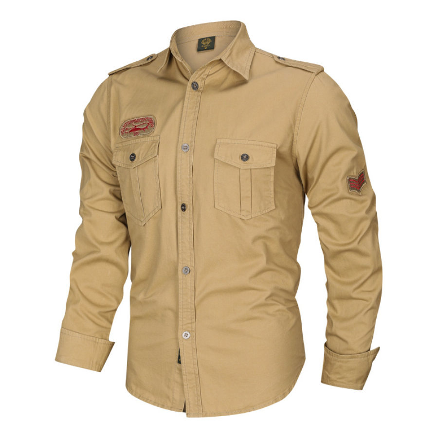 

Men's outdoor casual cotton long-sleeved shirt