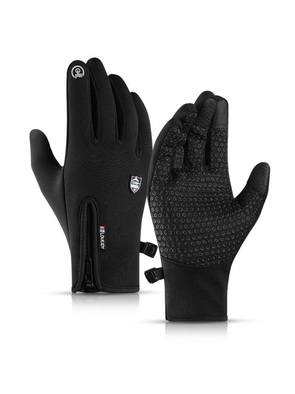 Outdoor windproof and waterproof touch screen warm fleece gloves