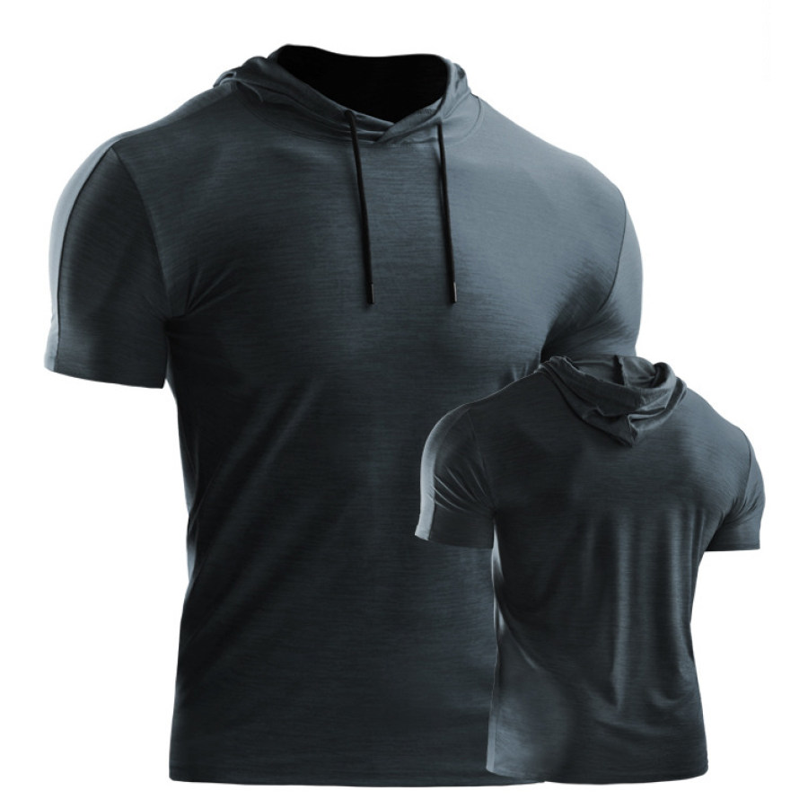 

Men's outdoor quick-drying hooded T-shirt