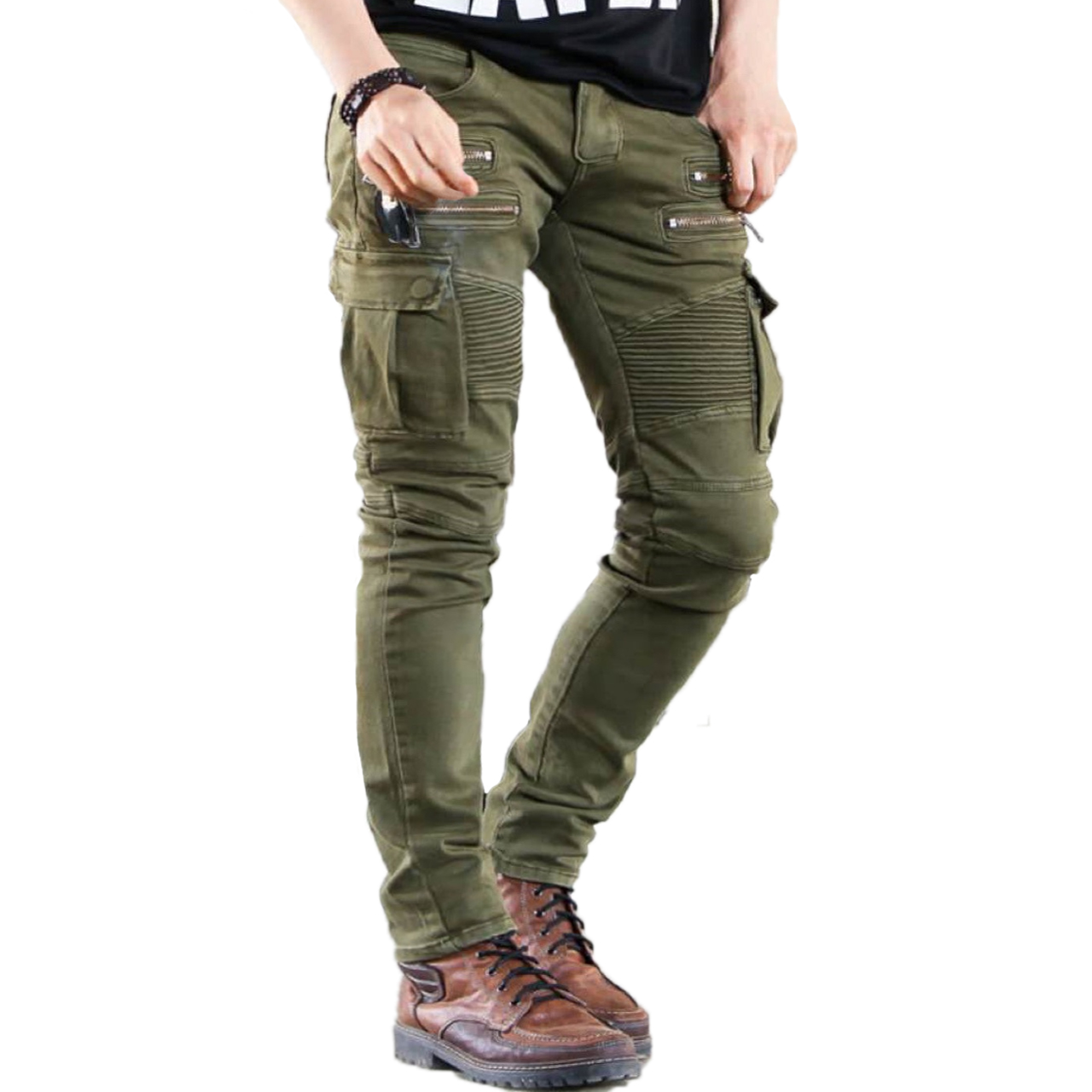 Men's Outdoor Stretch Wear-resistant Chic Pleated Jeans