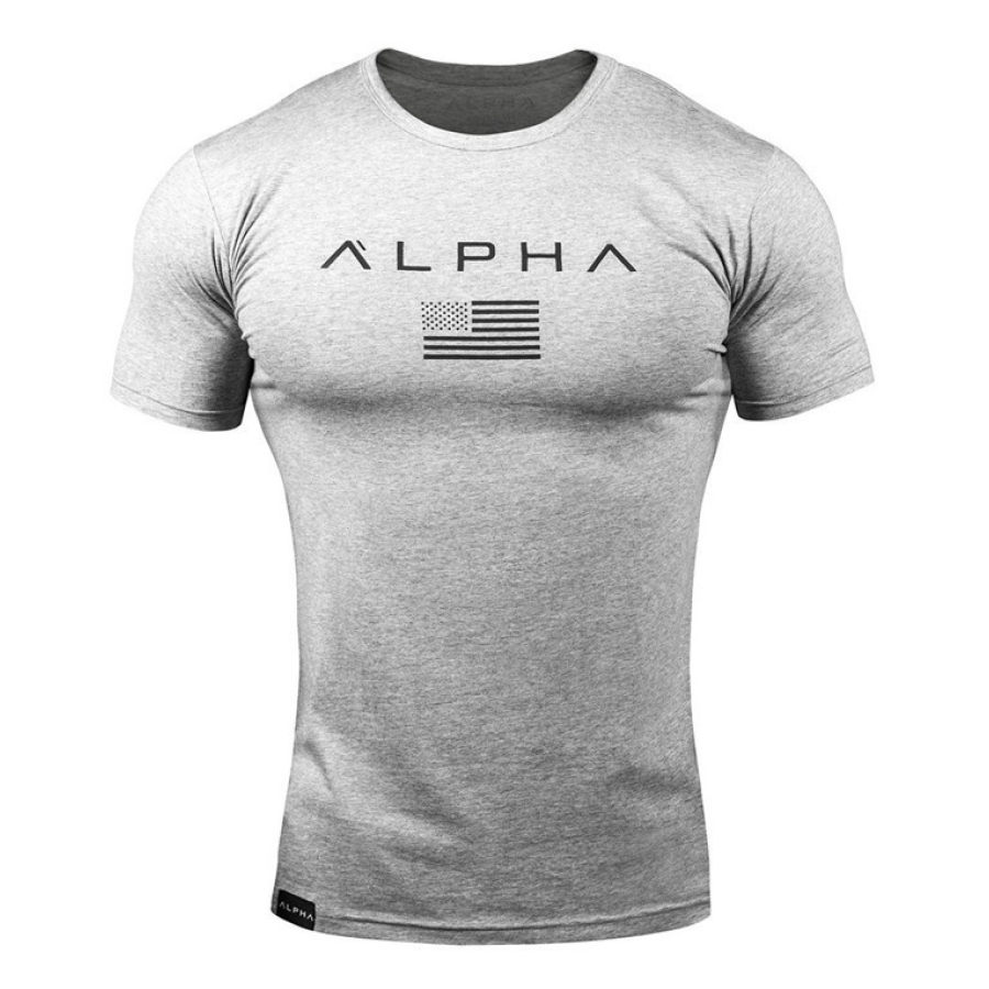 

Men's sports round neck fitness short sleeve t-shirt