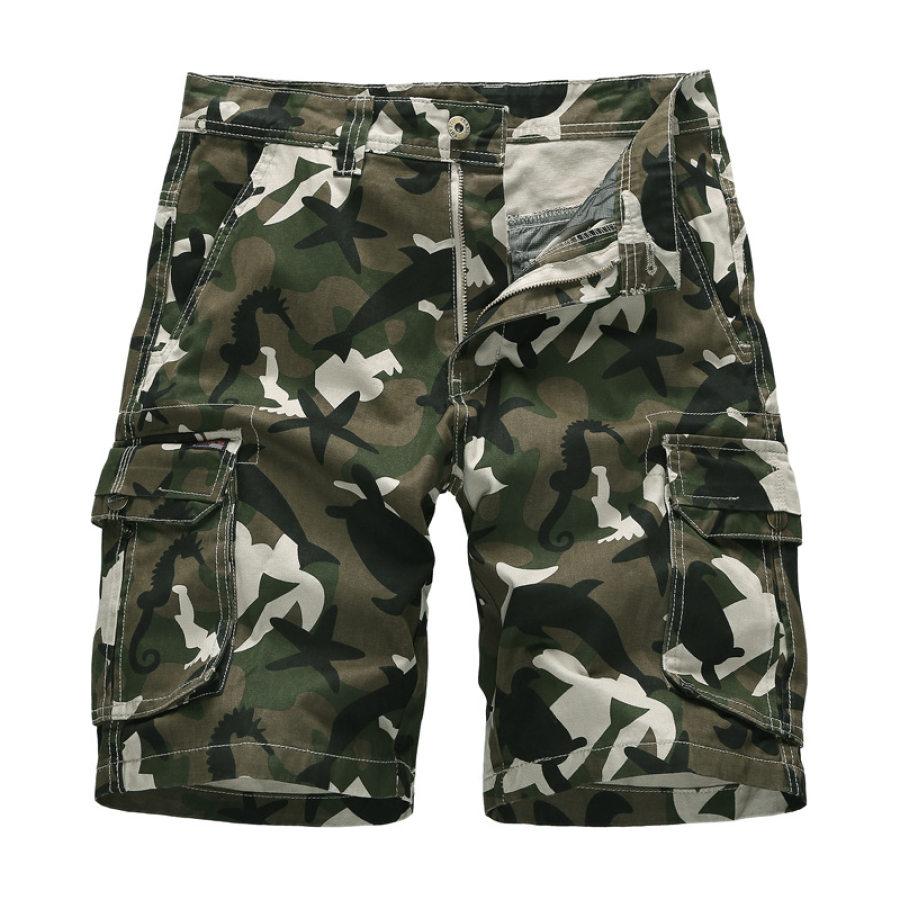 

Men's sports and leisure camouflage big pocket cargo shorts