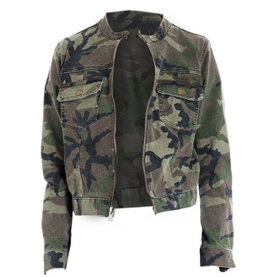 

Womens windproof outdoor camouflage jacket