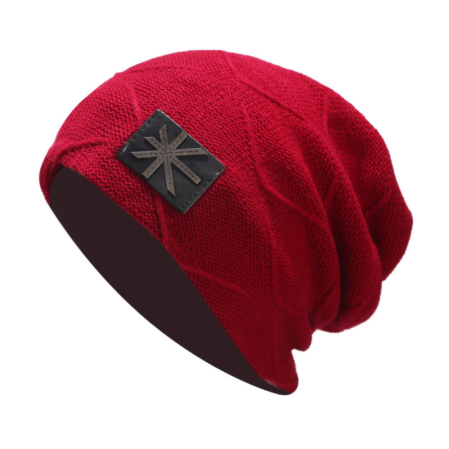 

Men's outdoor plus fleece warm pullover knitted hat
