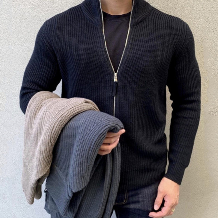 

Men's sports and leisure long-sleeved stand-up collar warm sweater cardigan