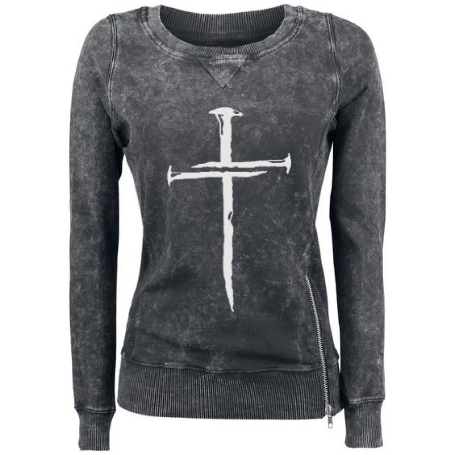 

Womens nail cross print sweatshirt