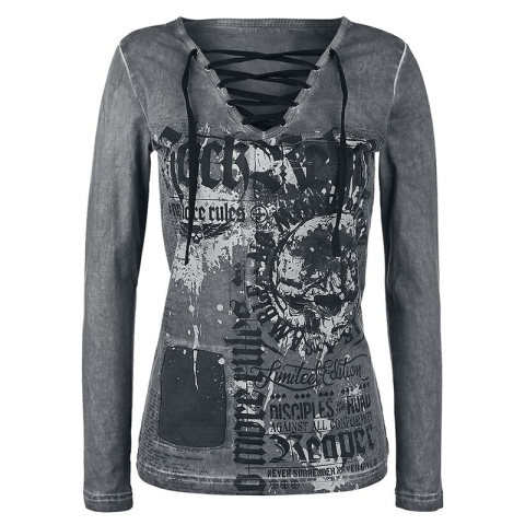 Womens lace-up printed T-shirt