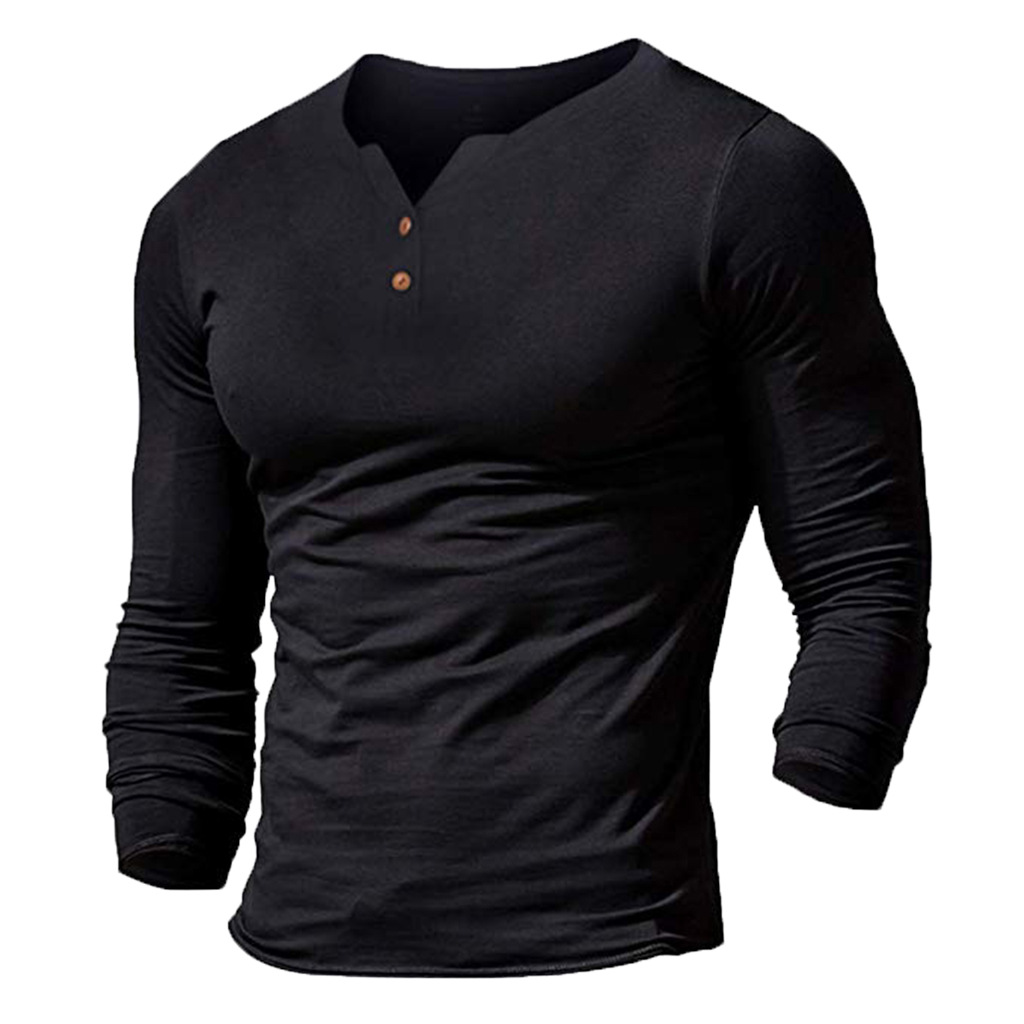 Men's Casual Solid Color Chic V-neck Long Sleeve Top