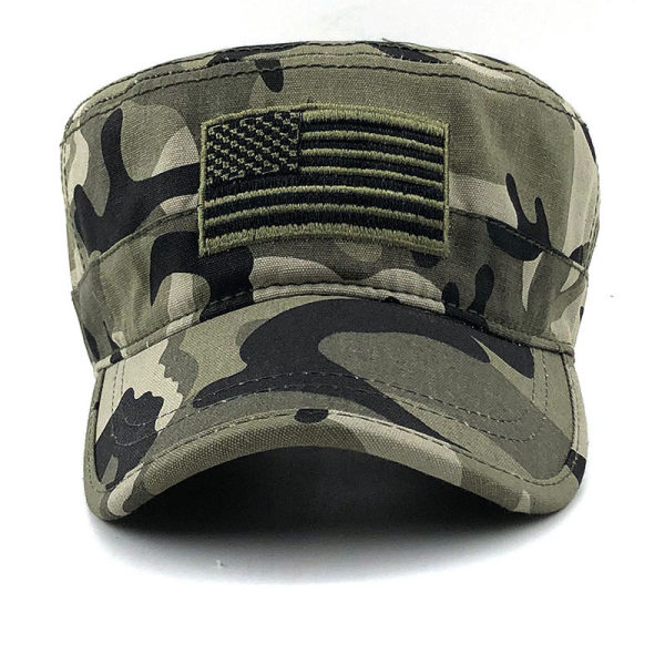 Men's outdoor sports cotton flat top military hat sunshade cap ...