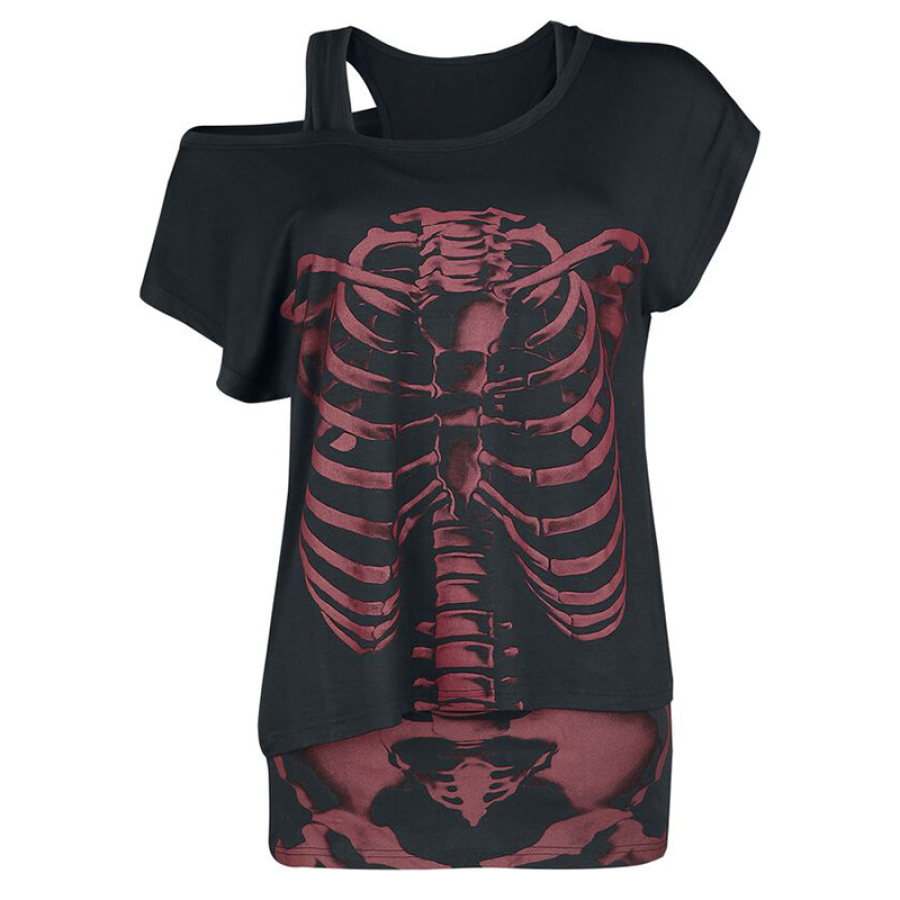 

Womens bone print two-piece T-shirt