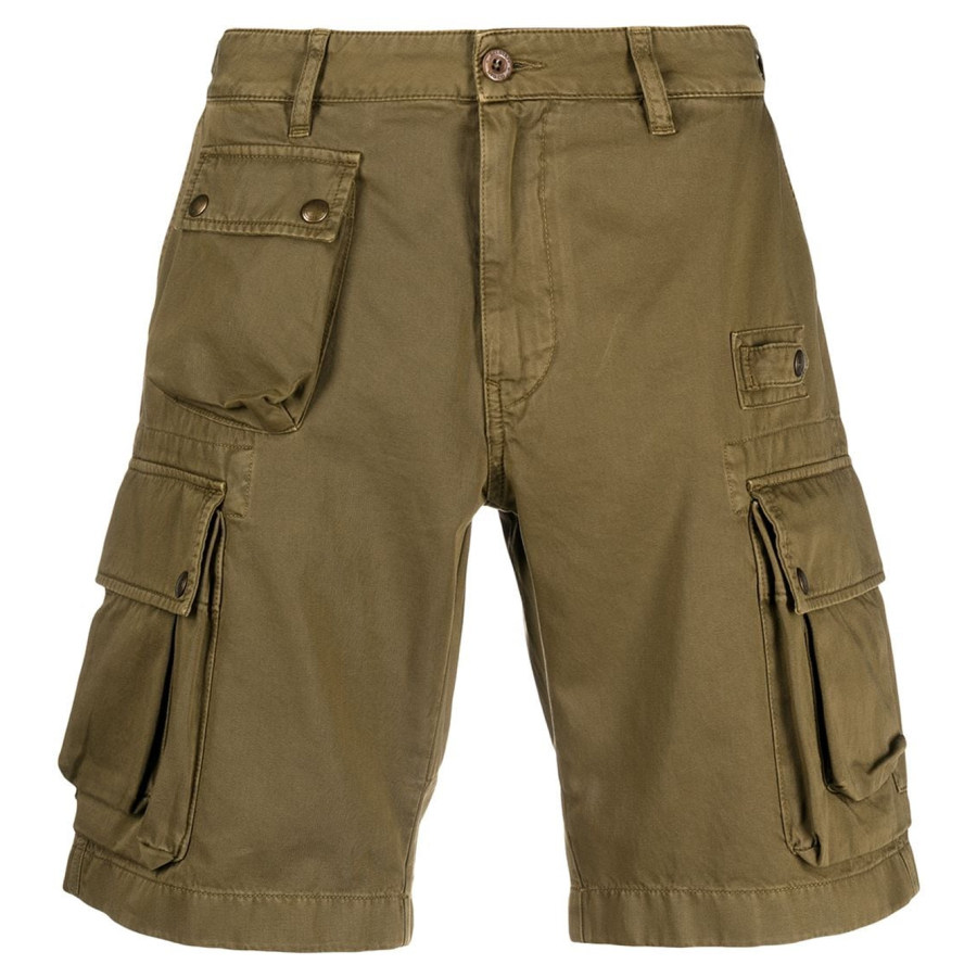 

Men's outdoor casual solid color multi-pocket shorts