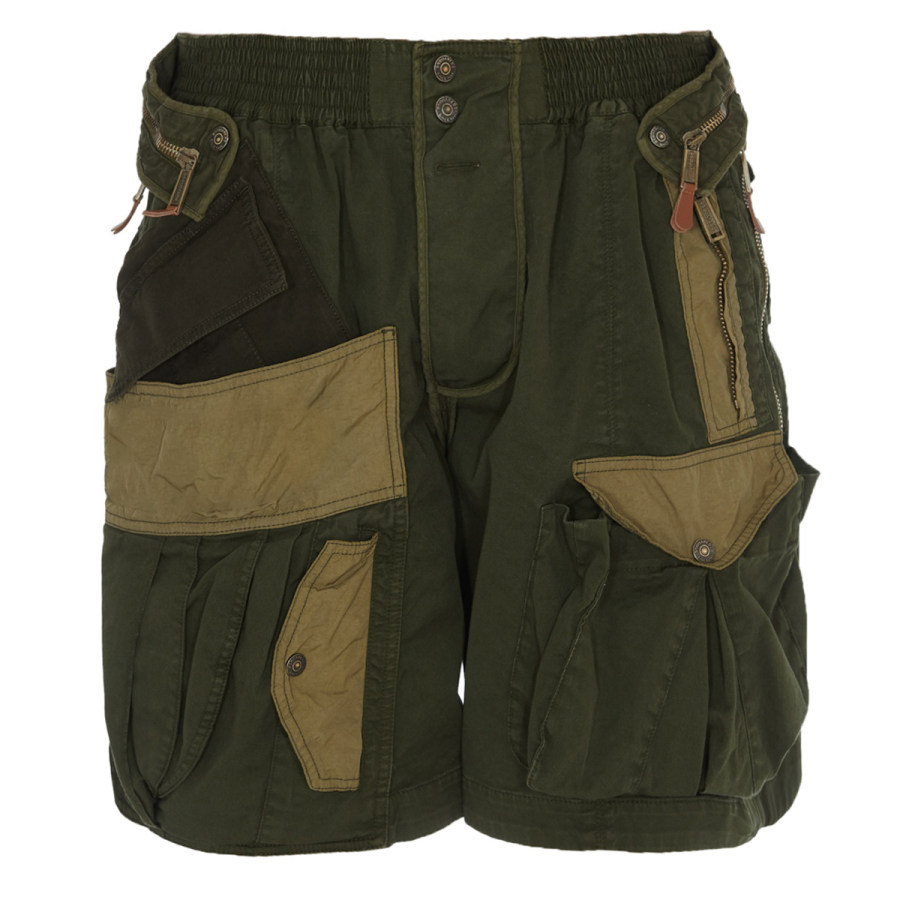 

Men's outdoor casual stitching contrast color multi-pocket shorts