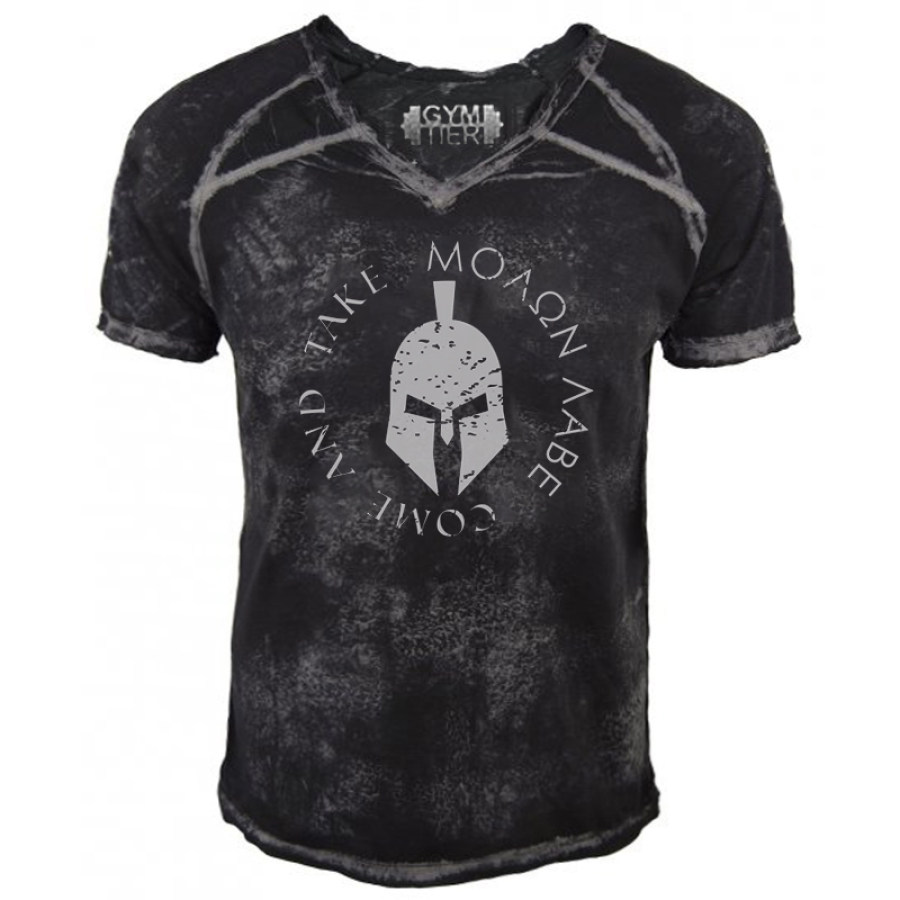 

Men's outdoor sports V-neck printed short-sleeved T-shirt
