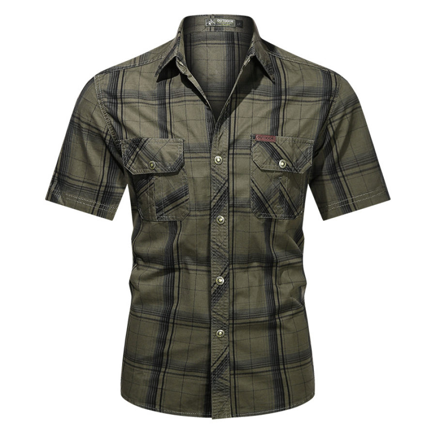 

Men's outdoor casual cotton short-sleeved shirt