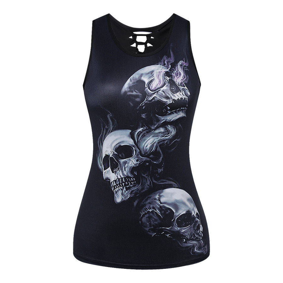 

Womens skull print casual vest