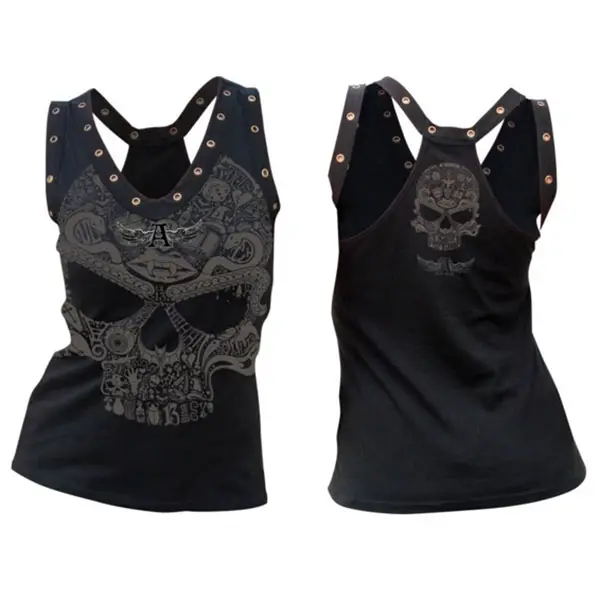 Womens skull print casual vest - Kalesafe.com 