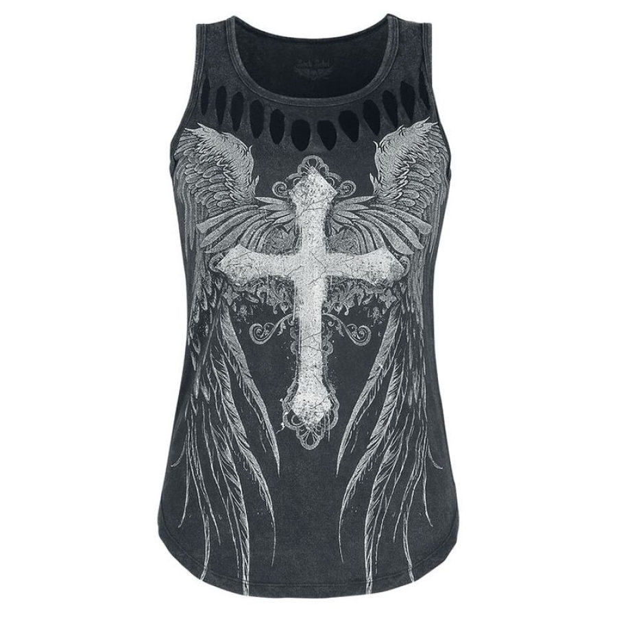 

Womens hollow printed sleeveless vest