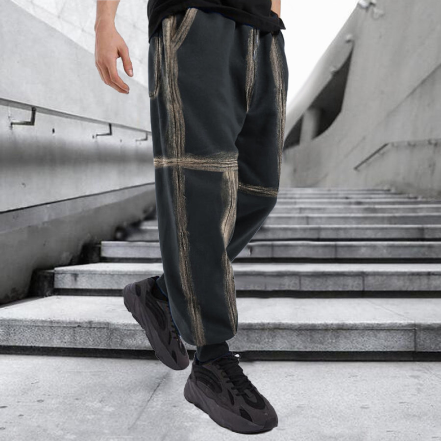 

Contrasting distressed sports jogging pants