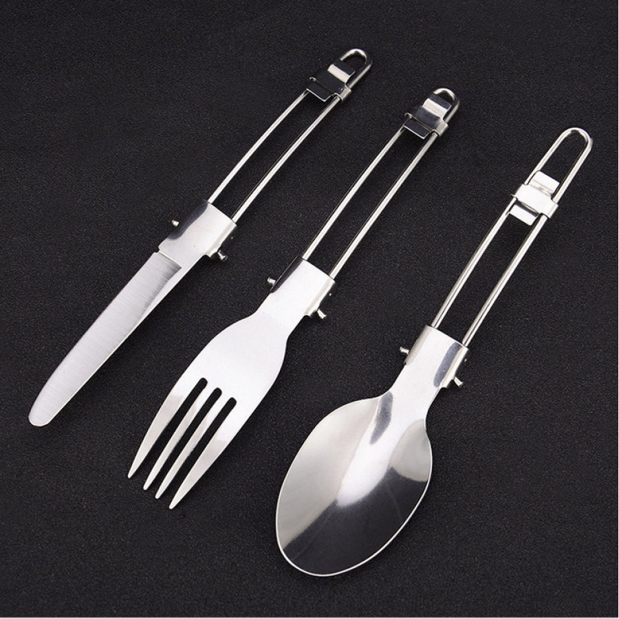 

Outdoor camping trip folding stainless steel tableware