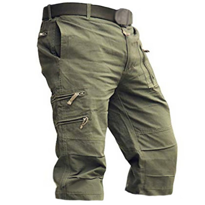 Men's outdoor casual solid color zipper tactical shorts