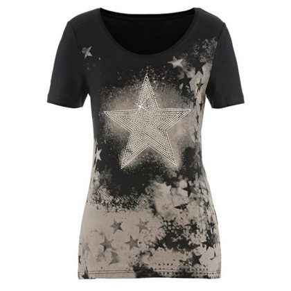 Womens retro casual print T-shirt
