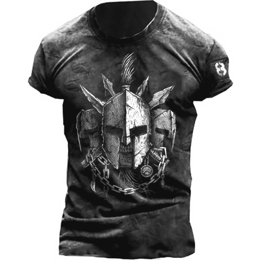 

Men's Retro Spartan Print Short Sleeve T-Shirt