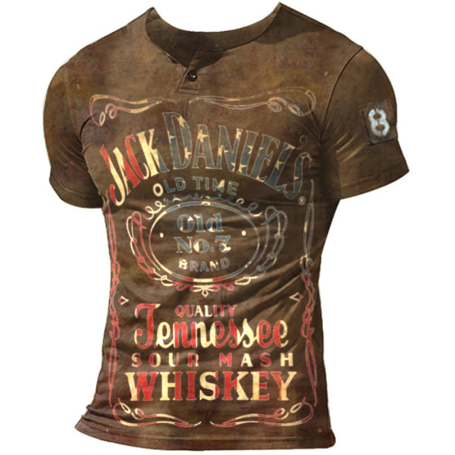 

Men's retro letter print short-sleeved T-shirt