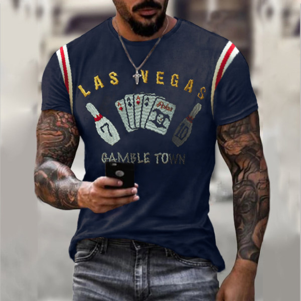 Men's Fashion Las Vegas Print T-shirt Only 16.99 - blaroken.com