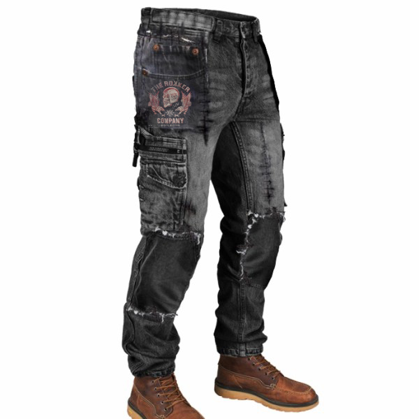 Mens Retro Motorcycle Riding Chic Jeans