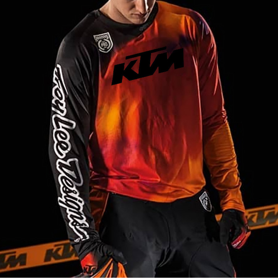 

Men's Contrasting Color Motorcycle Long Sleeve Top