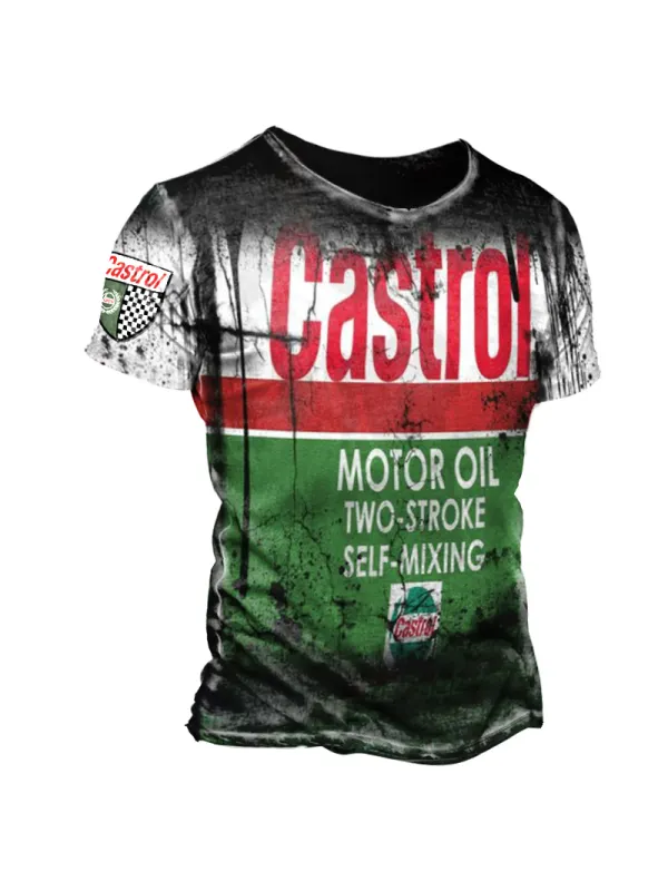 Castrol Motor Oil race print short-sleeved T-shirt - Plazabery.chimpone.com 