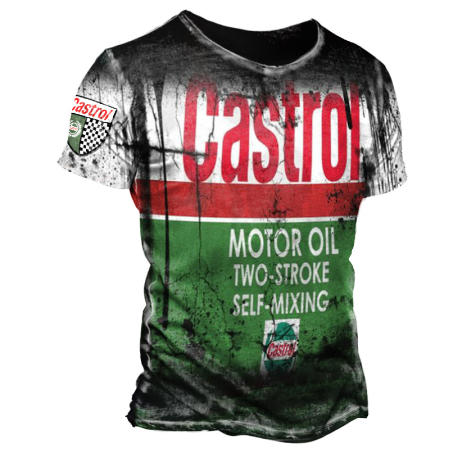 

Castrol Motor Oil race print short-sleeved T-shirt